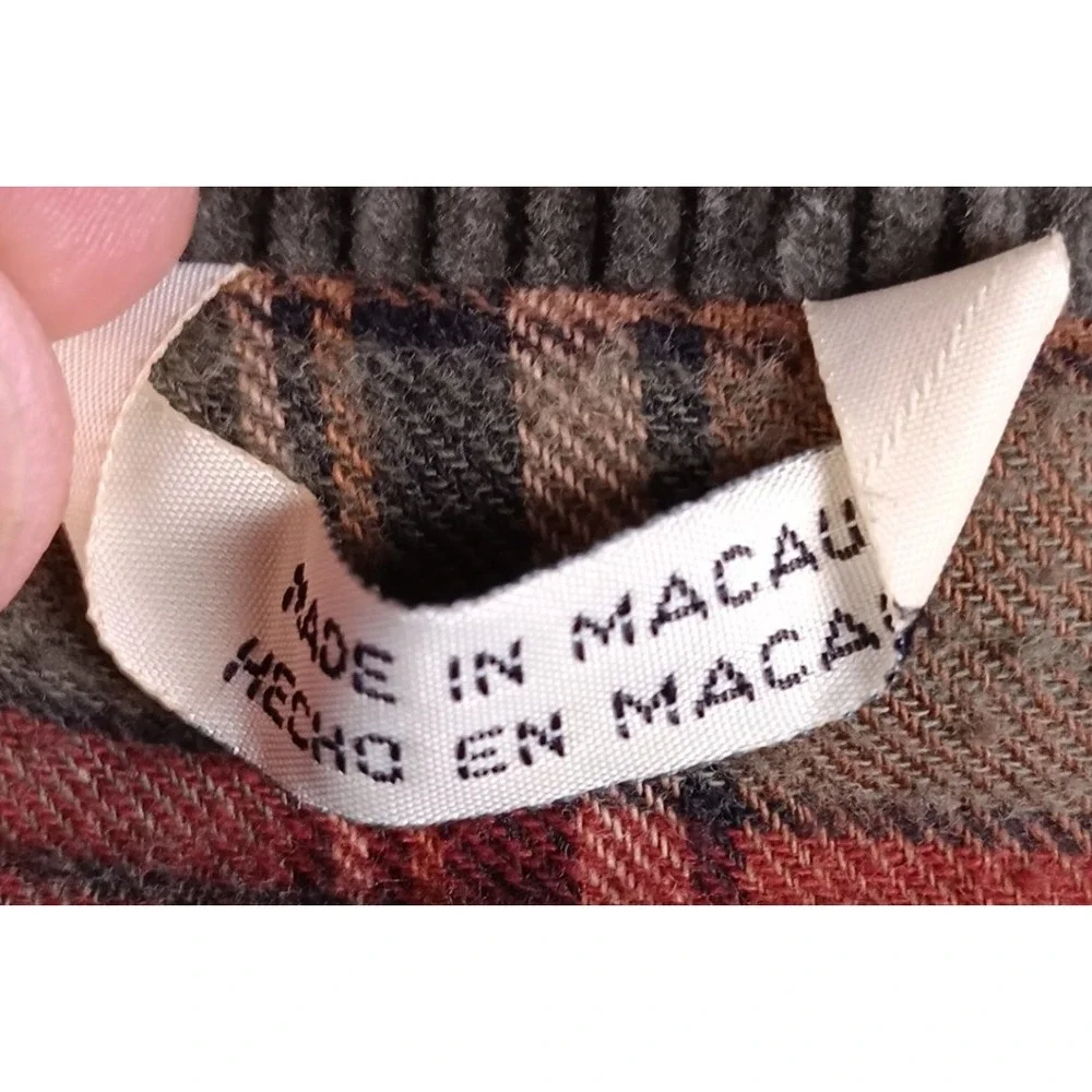 VTG Preston York Sport Mens L‎ Beige Plaid Lined Barn Jacket Corduroy Collar